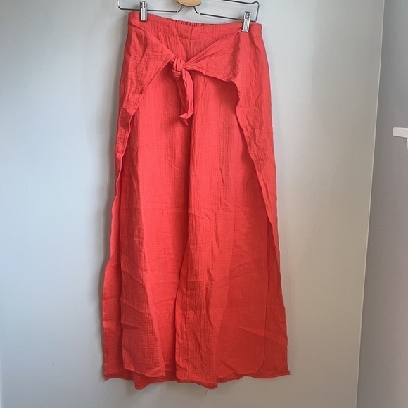NWT Young Fabulous & Broke YFB Split Tie Wide Leg Pants Coral - Picture 3 of 10